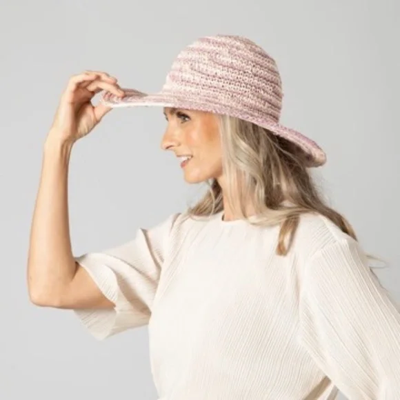 NWT Anthropologie Pink Space Dye Straw Bucket Hat - Picture 6 of 6